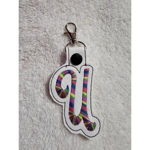 Initial U Keychain Colorful Striped‎ Letter U Bag Charm Keyring Accessory